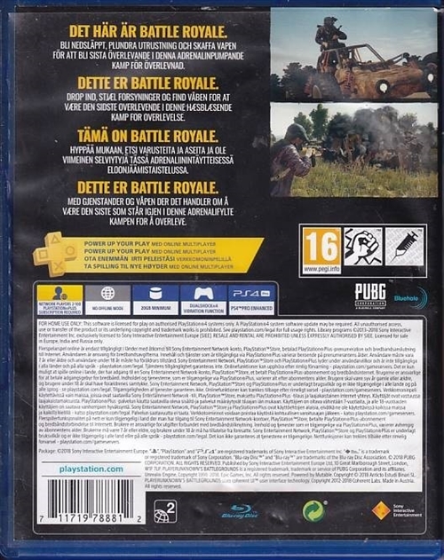 Playerunknowns Battlegrounds - PS4 (B Grade) (Genbrug)